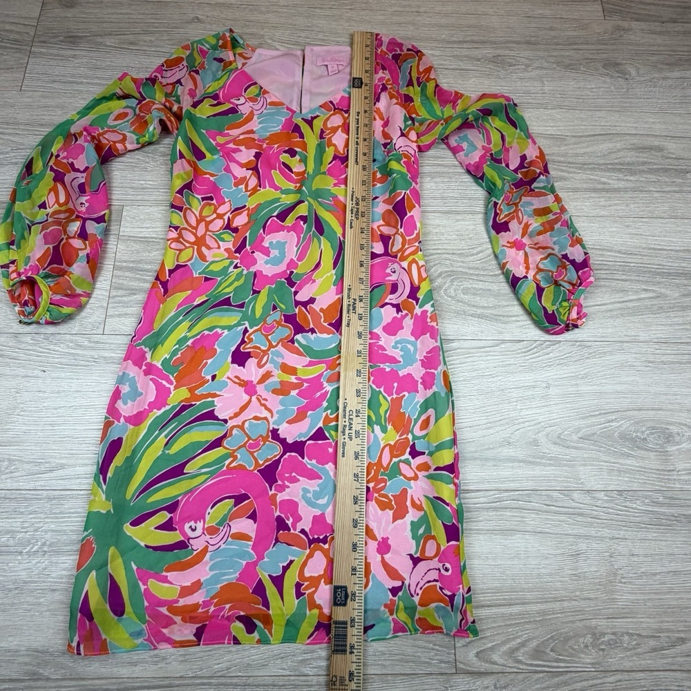 Lilly Pulitzer Carleigh Lulu Tunic Mini Dress Women's 00 Silk Long Sleeve V Neck - Picture 5 of 8